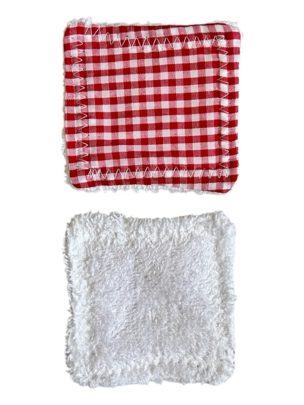 Hand Crafted 100% Cotton Colorful Red Gingham Reusable Facial Makeup Wipes